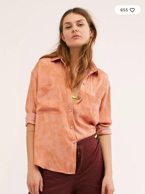Free People We The Free Color of the Valley Button Down Shirt